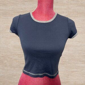 Brandy Melville Blue/Grey Short Sleeve Crop Tee Normcore Basics Casual Simple